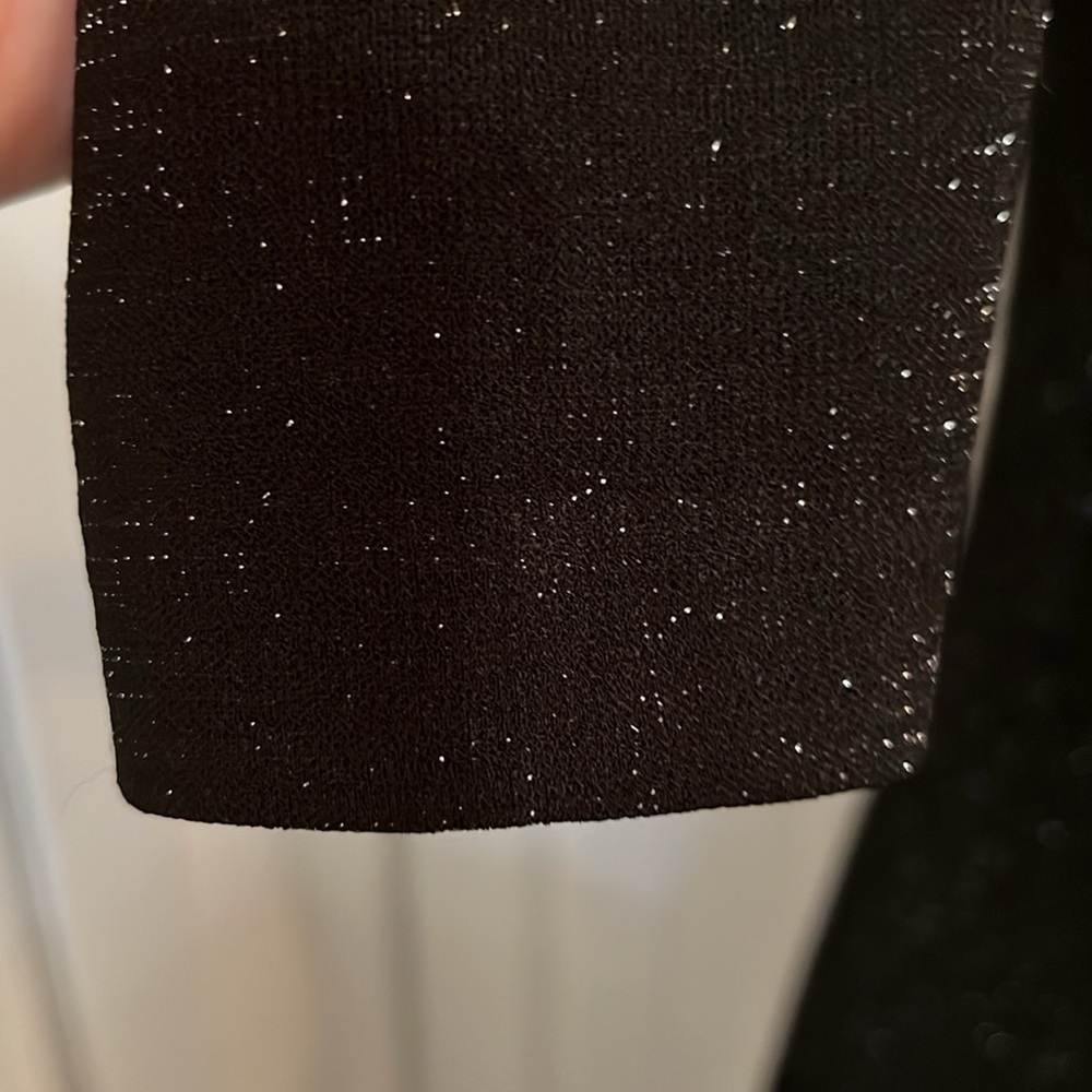 1.State Square Neck Princess Seam Metallic Shimmer Black Cocktail Mini Dress - Picture 3 of 10